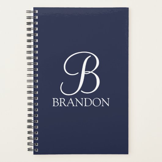 Monogramme et nom de script personnalisé bleu mari (Devant)