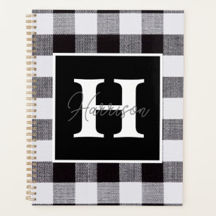 Monogramme et nom du En vichy plaqué noir et blanc