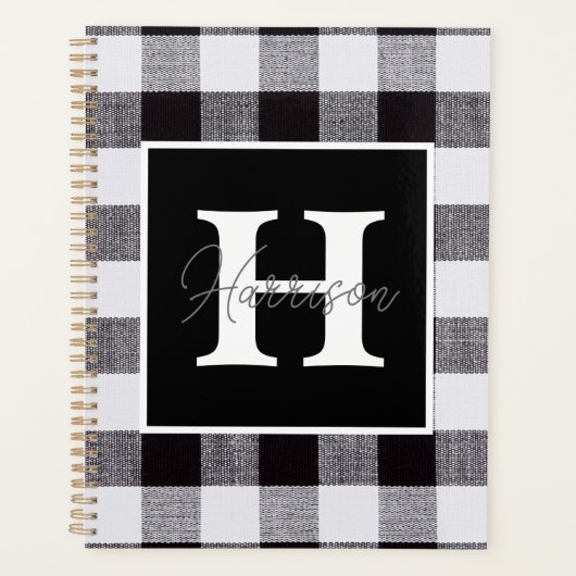 Monogramme et nom du En vichy plaqué noir et blanc (Devant)