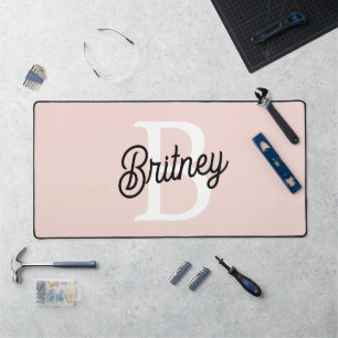 Monogramme et nom personnalisé moderne Pastel Pink