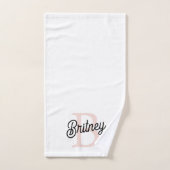 Monogramme et nom personnalisé moderne Pastel Pink (Serviette à main)