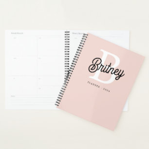 Monogramme et nom personnalisé moderne Pastel Pink