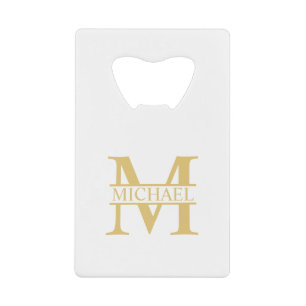Monogramme et nom personnalisés blanc et or