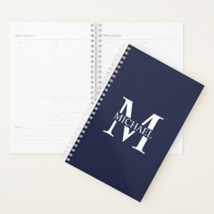 Monogramme et nom personnalisés bleu marine
