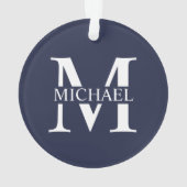Monogramme et nom personnalisés bleu marine (dos)