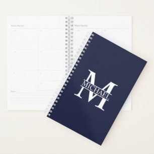 Monogramme et nom personnalisés bleu marine