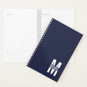 Monogramme et nom personnalisés bleu marine