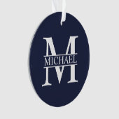Monogramme et nom personnalisés bleu marine (devant)