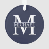 Monogramme et nom personnalisés bleu marine (dos)