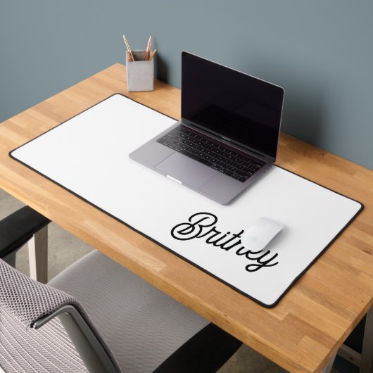 Monogramme et nom personnalisés en noir moderne (Bureau 2)