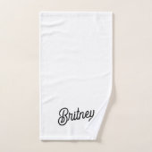 Monogramme et nom personnalisés en noir moderne (Serviette à main)