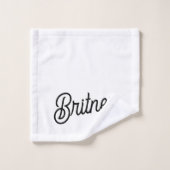 Monogramme et nom personnalisés en noir moderne (Gant de toilette)