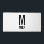 Monogramme et nom personnalisés modernes<br><div class="desc">Monogramme moderne noir et blanc Gras Design avec monogramme personnalisé et nom en noir moderne sans serif style de police sur arrière - plan blanc.</div>