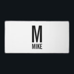 Monogramme et nom personnalisés modernes<br><div class="desc">Monogramme moderne noir et blanc Gras Design avec monogramme personnalisé et nom en noir moderne sans serif style de police sur arrière - plan blanc.</div>