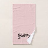 Monogramme et nom rose pâle moderne (Serviette à main)