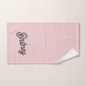Monogramme et nom rose pâle moderne (Serviette à main)