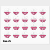Monogramme et noms Damask Hot PInk Sticker Mariage (Feuille)