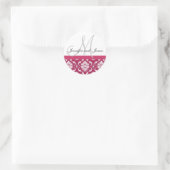 Monogramme et noms Damask Hot PInk Sticker Mariage (Sac)