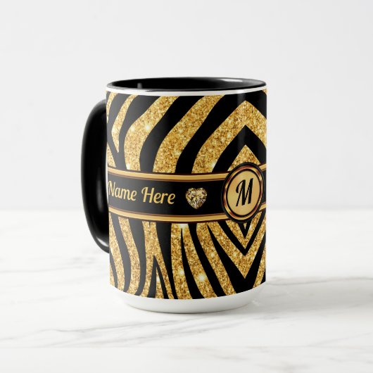 Monogramme et personnalisation, Zebra Print Mugs (Devant gauche)