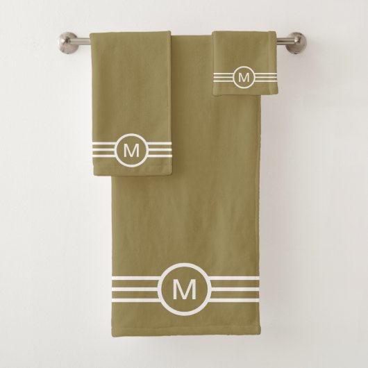 Monogramme et rayures blanches sur beige Lucky (En situation)