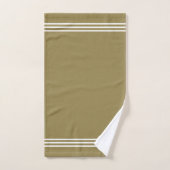 Monogramme et rayures blanches sur beige Lucky (Serviette à main)