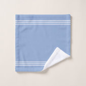 Monogramme et rayures blanches sur fond bleu clair (Gant de toilette)