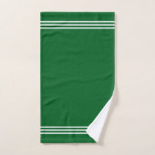 Monogramme et rayures blanches sur vert forêt (Serviette à main)