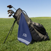 Monogramme et trois bandes sur serviette de golf b (Vert)