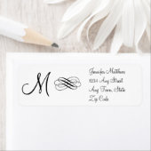 Monogramme Étiquette de adresse noir et blanc (En situation)