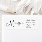 Monogramme Étiquette de adresse noir et blanc (En situation)