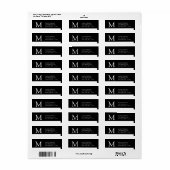 Monogramme Étiquette de adresse simple moderne (Feuille entière)