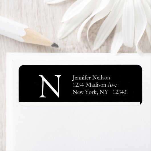 Monogramme Étiquette de adresse simple N Design mo (En situation)