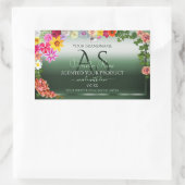 Monogramme Étiquette de produit Floral vert foncé (Sac)