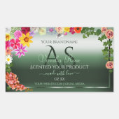 Monogramme Étiquette de produit Floral vert foncé (Devant)