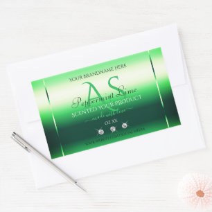 Monogramme Étiquette Rhinestones Green Shimmery