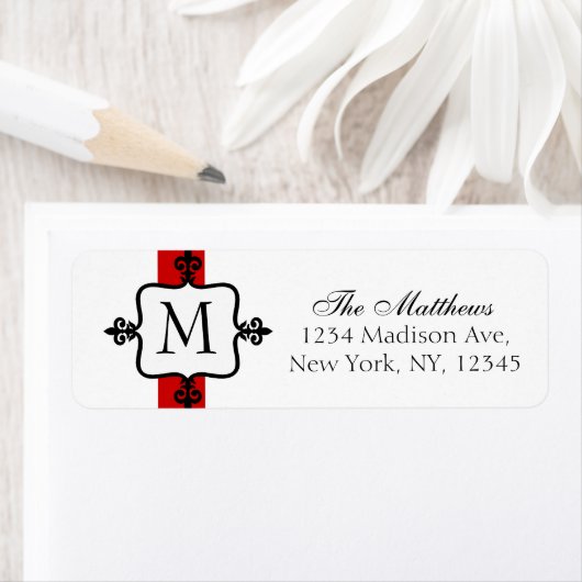 Monogramme Étiquette rouge noir blanc (En situation)