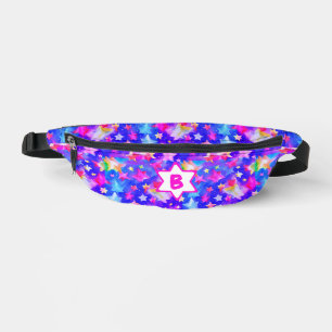 Monogramme étoile arc-en-ciel aquarelle rose viole