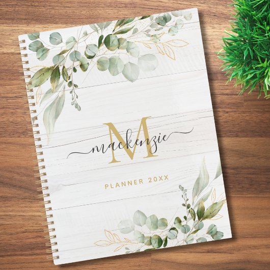 Monogramme eucalyptus aquarelle rustique