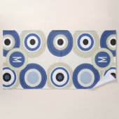 Monogramme Evil Oeil Retro Moderne Serviette de pl (Devant)