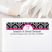 Monogramme F Damask Étiquettes de adresse blancs (En situation)