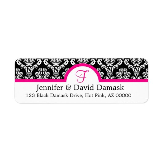 Monogramme F Damask Étiquettes de adresse blancs (Devant)