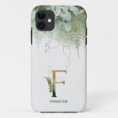 Monogramme F Élégante Verdure Coque-Mate coque iph (Dos)