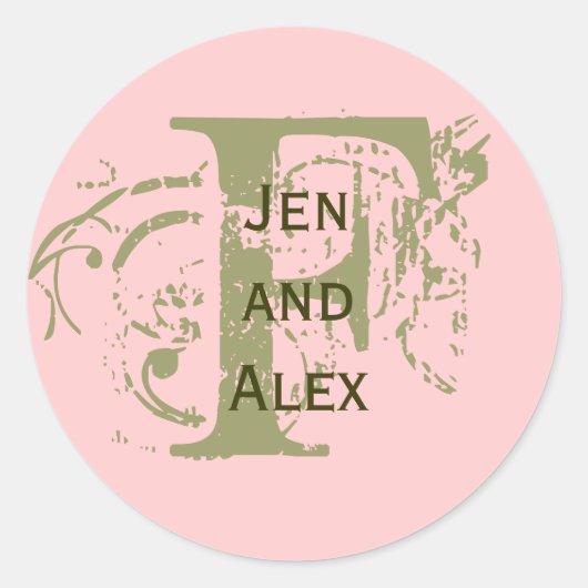 Monogramme F et Noms Sticker rose (Devant)