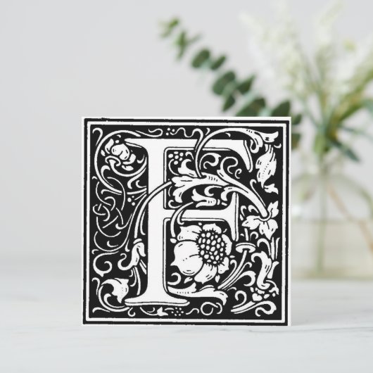 Monogramme F Modèle floral noir et blanc initial (Debout devant)