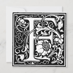 Monogramme F Modèle floral noir et blanc initial