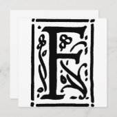 Monogramme F Modèle floral noir et blanc initial (Devant / Derrière)