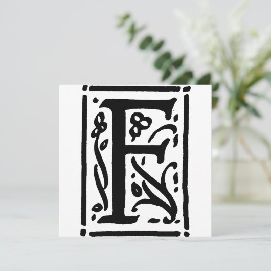 Monogramme F Modèle floral noir et blanc initial (Debout devant)