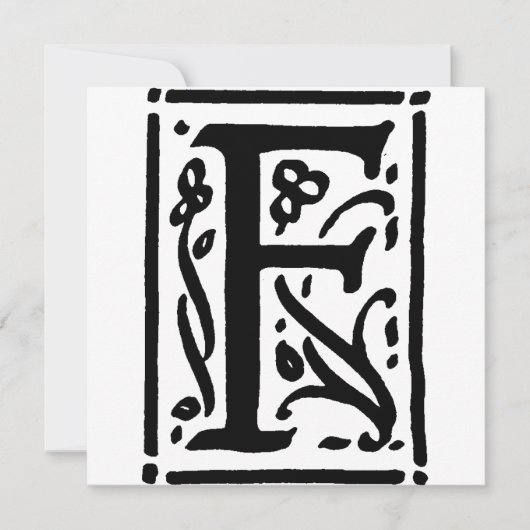 Monogramme F Modèle floral noir et blanc initial (Devant)