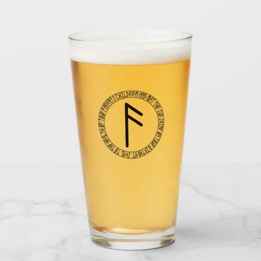 Monogramme F - Style viking - Verre à pinte (Devant (rempli))