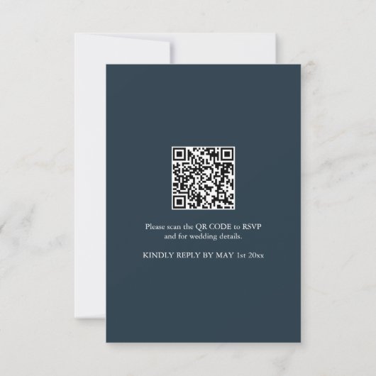 Monogramme Faire-part de mariage avec code QR bleu (Dos)